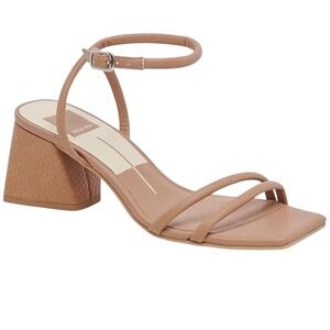 $100 Dolce Vita Marcy Block Heel Sandal in Cafe Stella Leather Block Heel Size 6